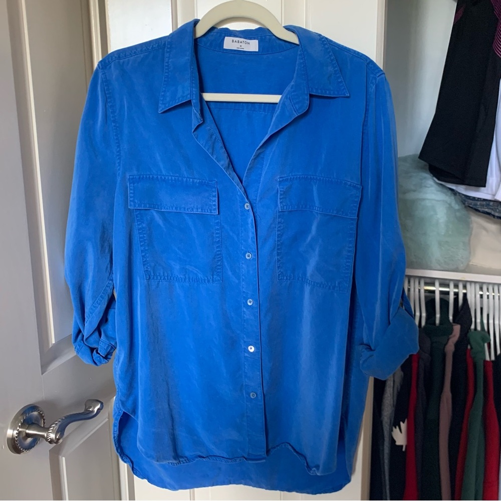Babaton Blue Utility Button-up Shirt